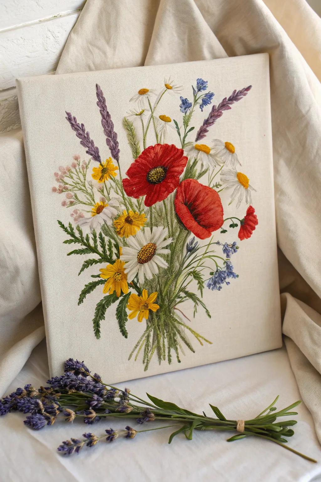 Embrace nature's artistry with a wildflower bouquet painting that brings vibrant colors and minimalist elegance into your space.