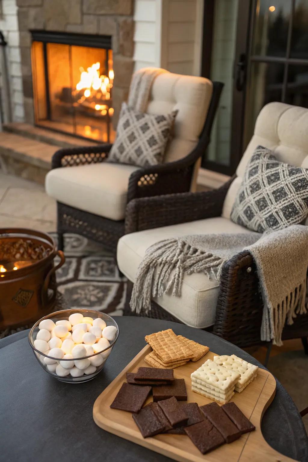 Enjoy the warmth of a fireside atmosphere with cozy seating.