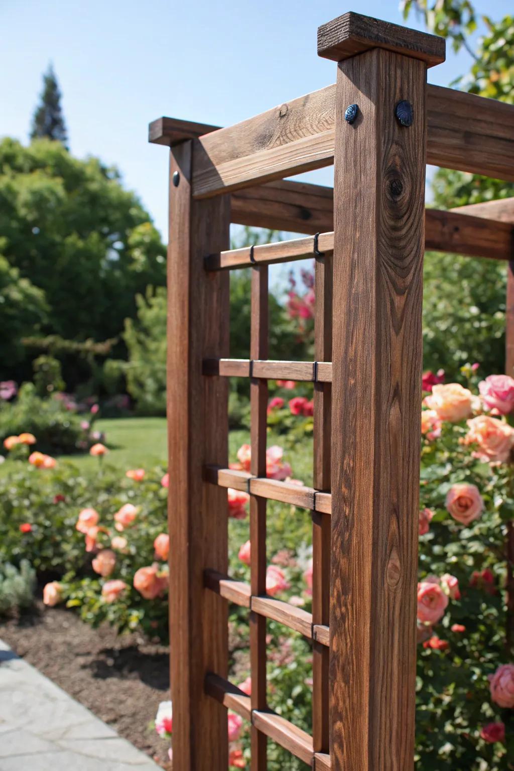 Elevate your garden with a bespoke wooden trellis, where craftsmanship meets nature.