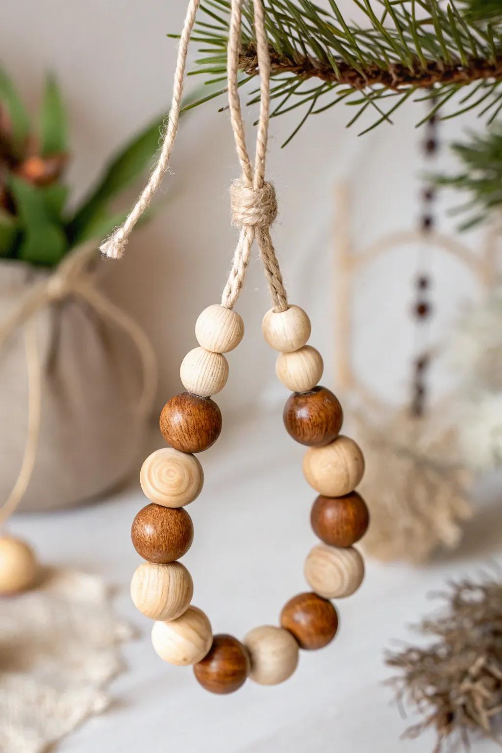 Elevate your decor with the whimsical charm of handcrafted wooden bead ornaments.