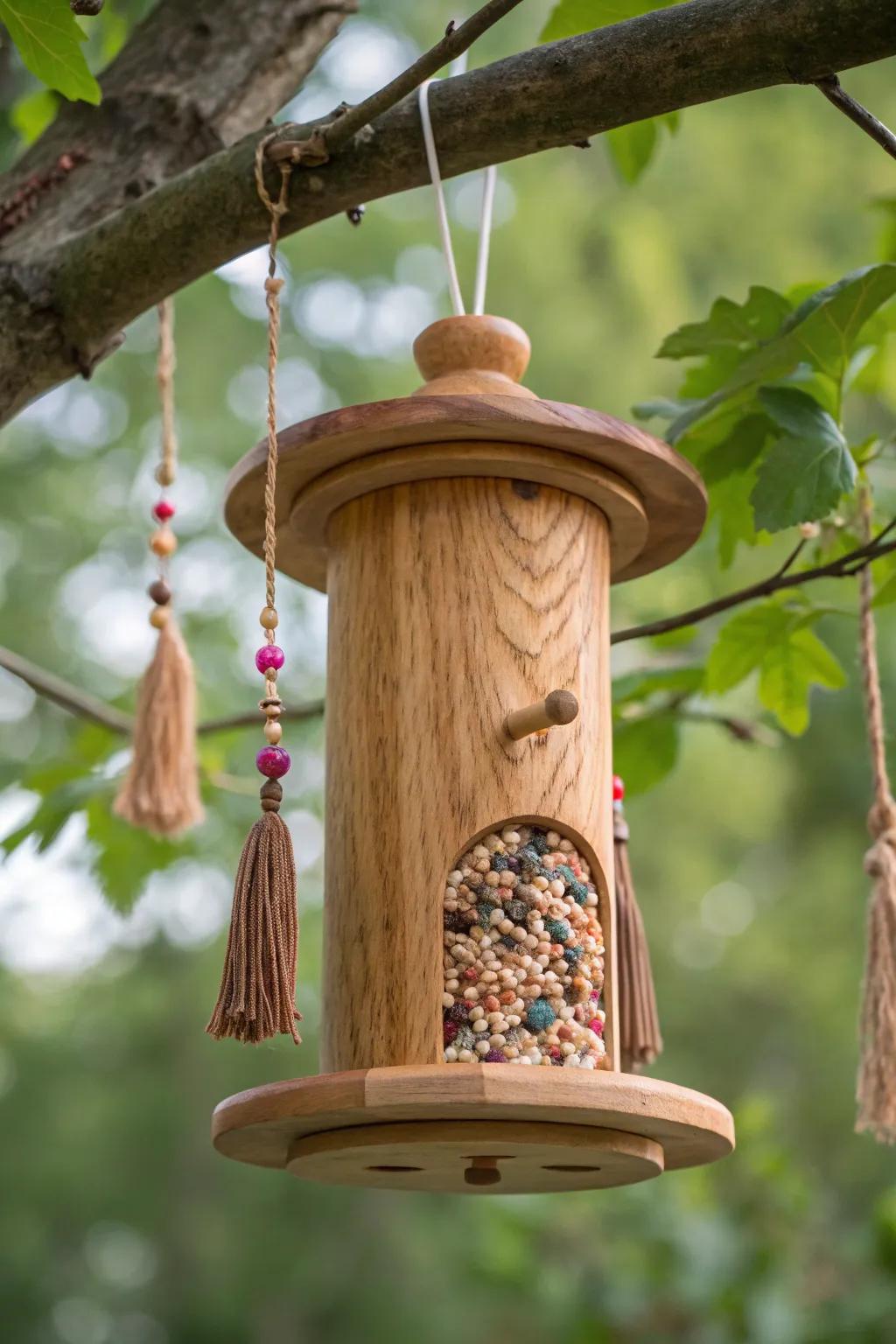 Transform a simple wooden spool into a whimsical bird feeder and invite nature's beauty into your garden.