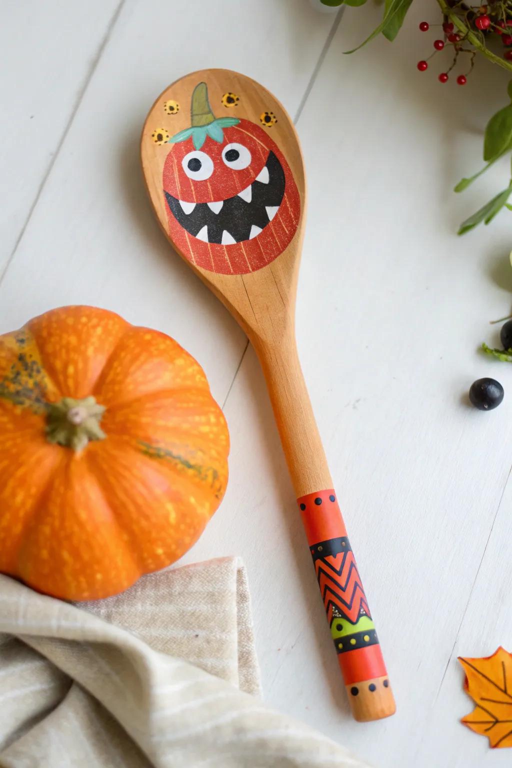 Bring a touch of whimsical spookiness to your Halloween decor with this handcrafted monster spoon masterpiece!