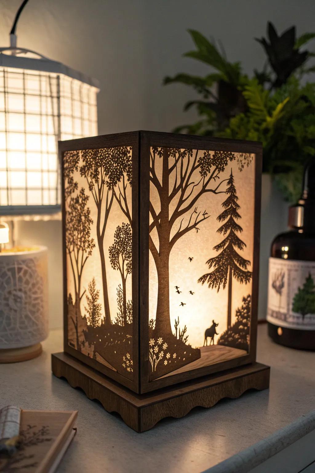 Illuminate your space with artisanal elegance – a night light that brings the serenity of the forest indoors.