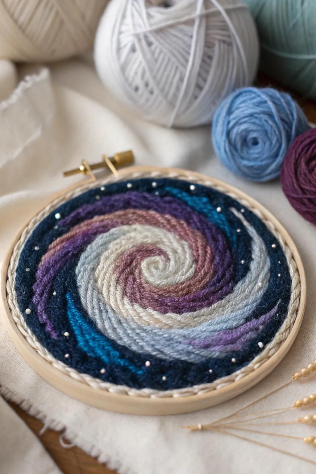 Explore the universe of creativity with a stunning yarn galaxy.