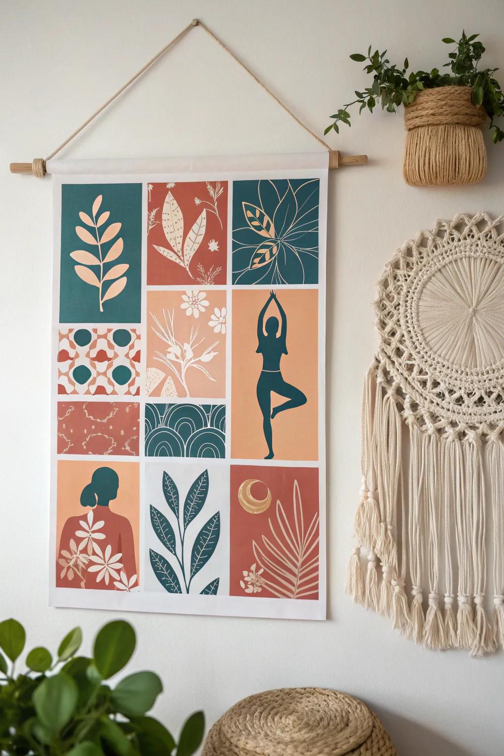 Capture the essence of tranquility and creativity with a yoga-themed collage that speaks to your soul.