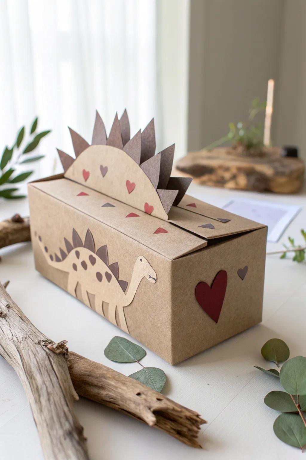 Unleash your creativity with this charming Dino Delight Valentine's box – a perfect blend of simplicity and boho charm!