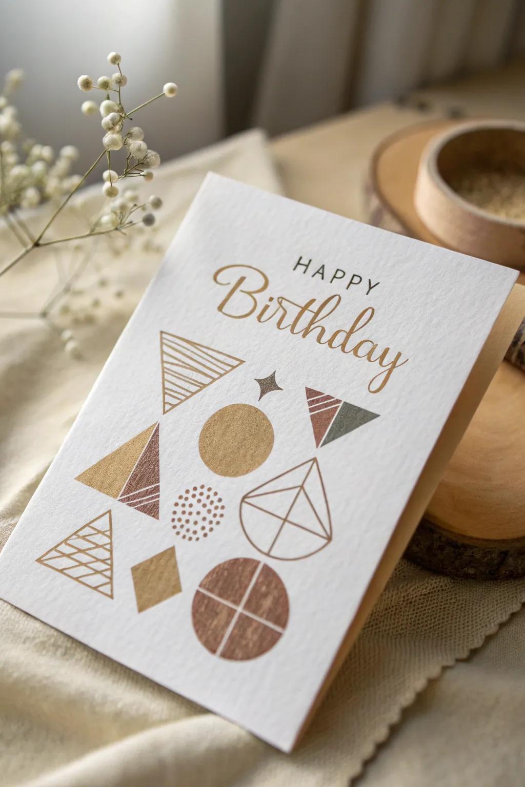 Elevate your birthday wishes with minimalist geometric elegance.