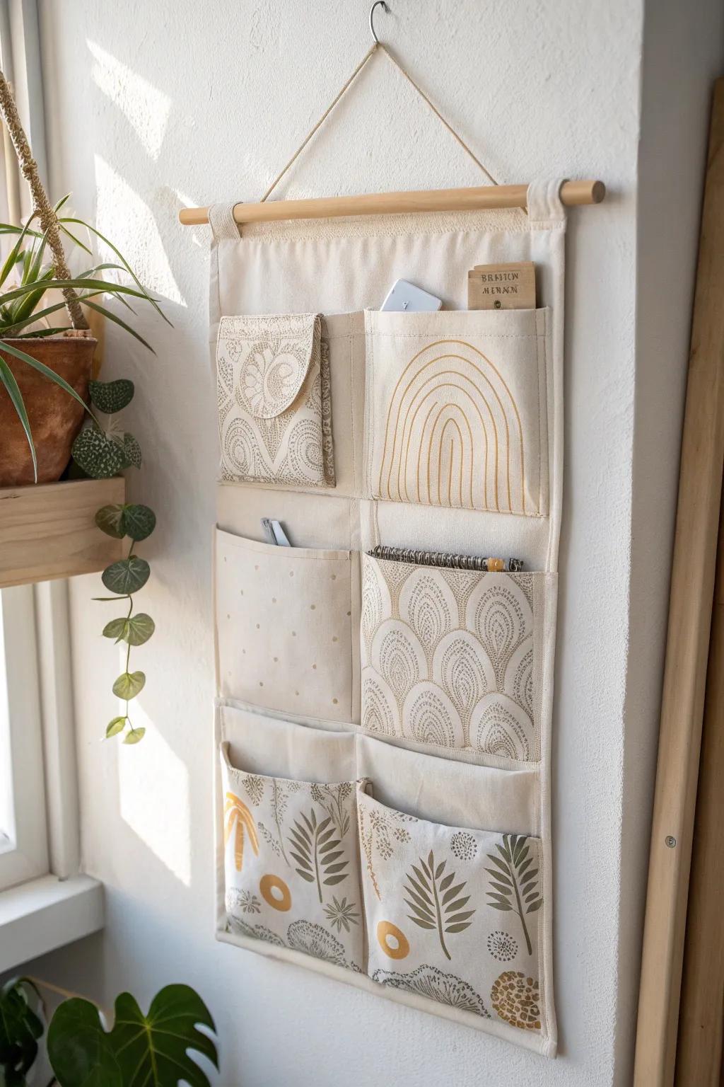 Elevate your organization game with this chic, handmade fabric wall organizer—where functionality meets minimalist elegance.