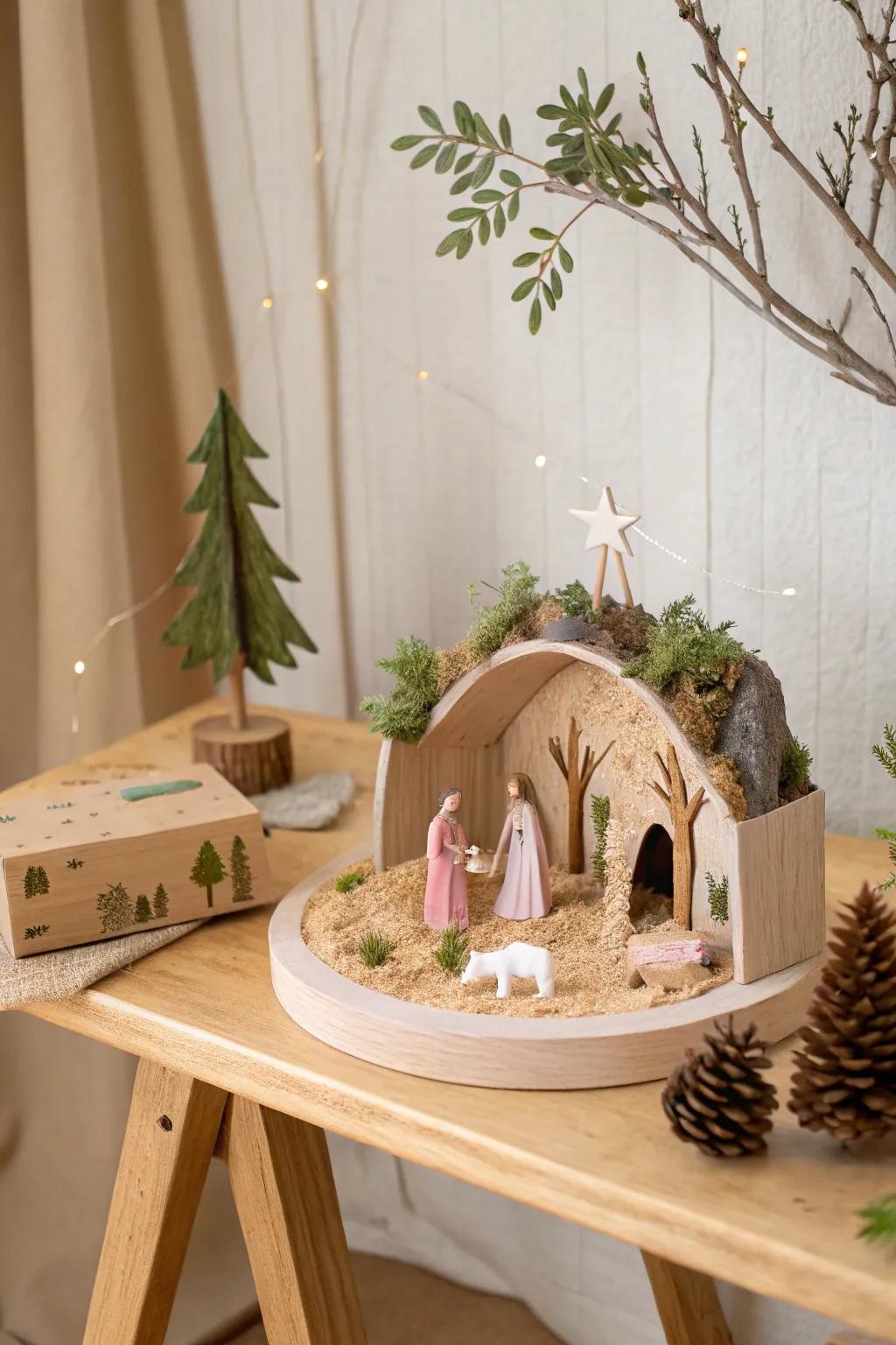 Explore the wonders of biblical stories through this charming, handcrafted diorama, perfect for sparking imagination and storytelling.