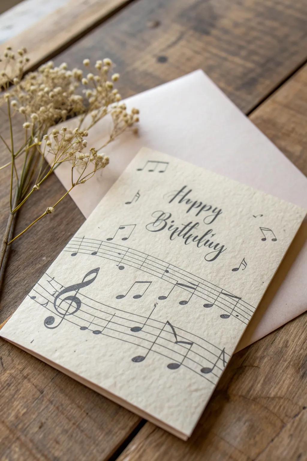 Craft a birthday card that sings her tune: a perfect blend of minimalism and personal touch.