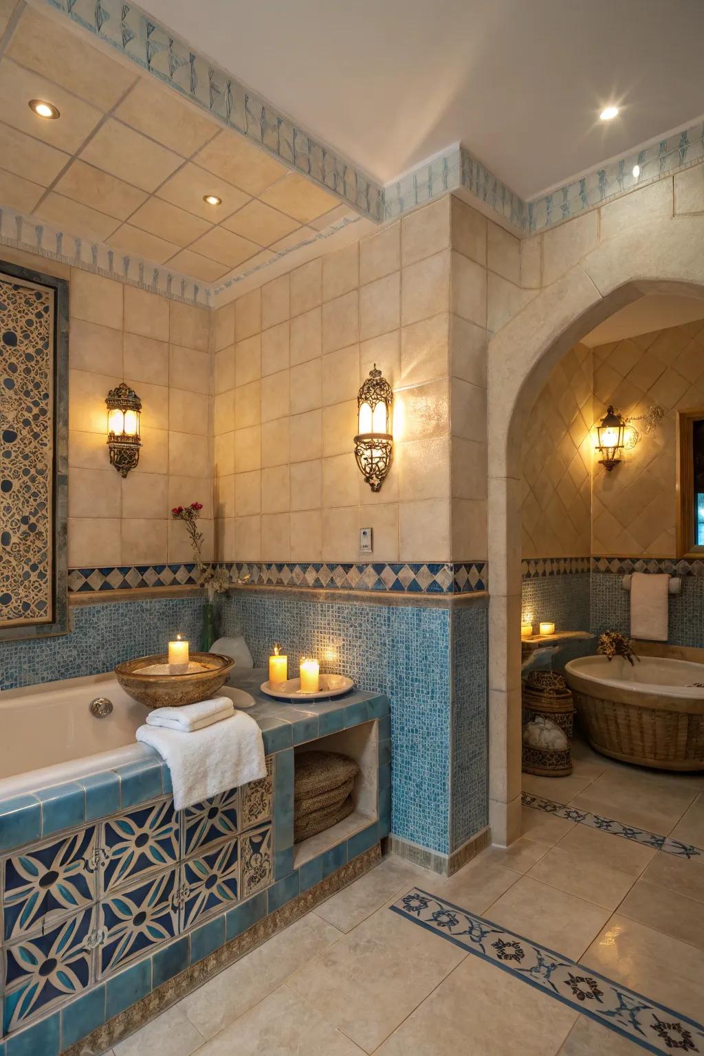 Create a relaxing ambiance with warm lighting in your bathroom.