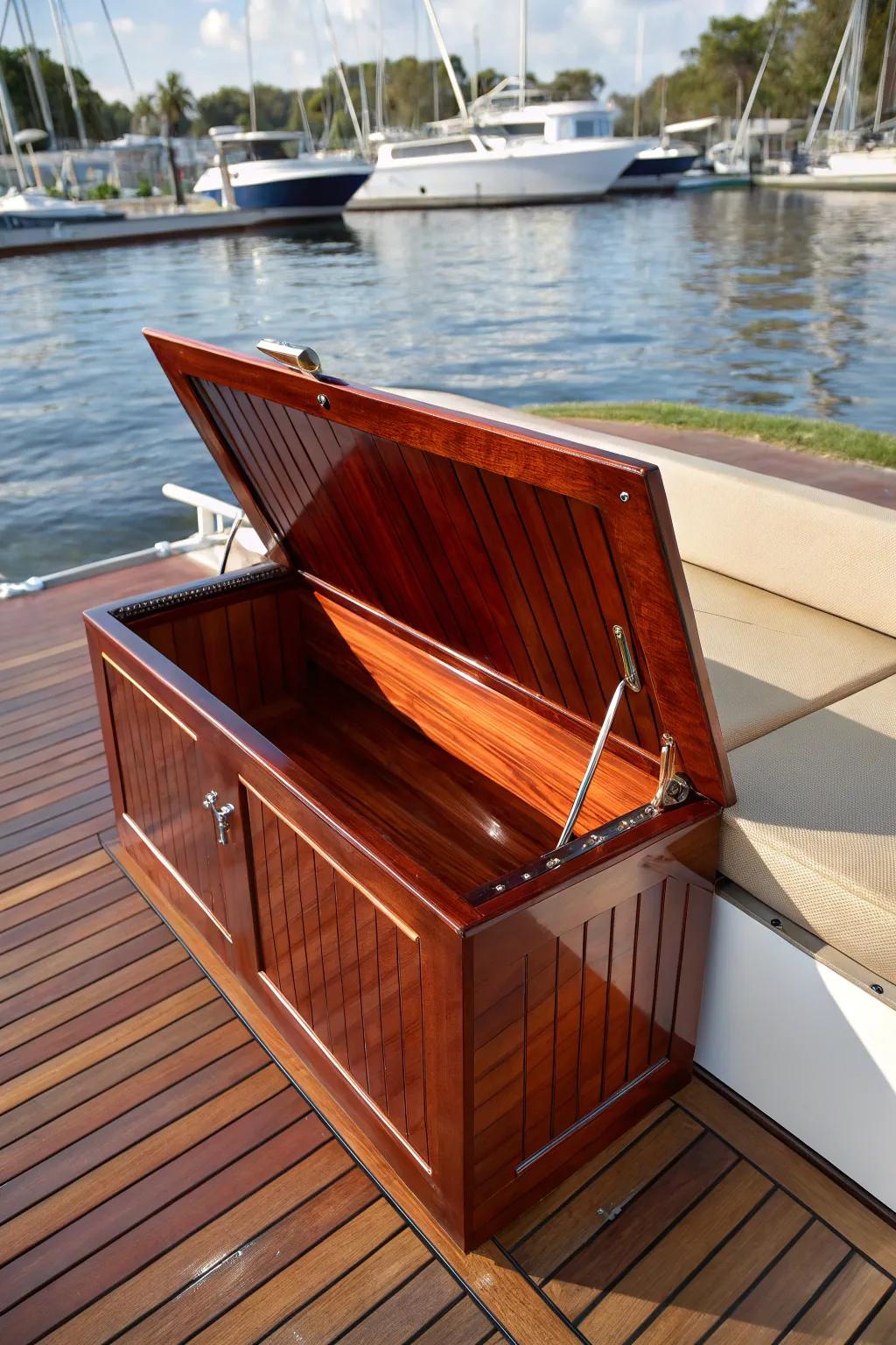 Crafted Elegance: Seamlessly integrate utility and style with this bench seating solution for your boat.