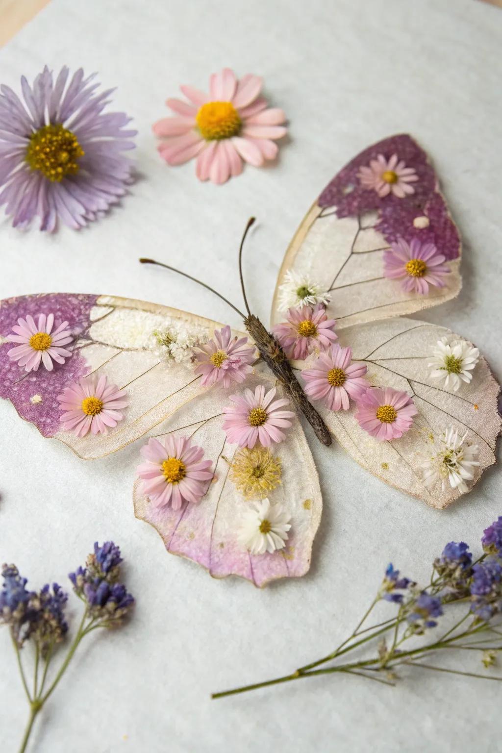 Embrace nature's elegance with these enchanting pressed flower butterflies, a perfect blend of simplicity and bohemian charm.