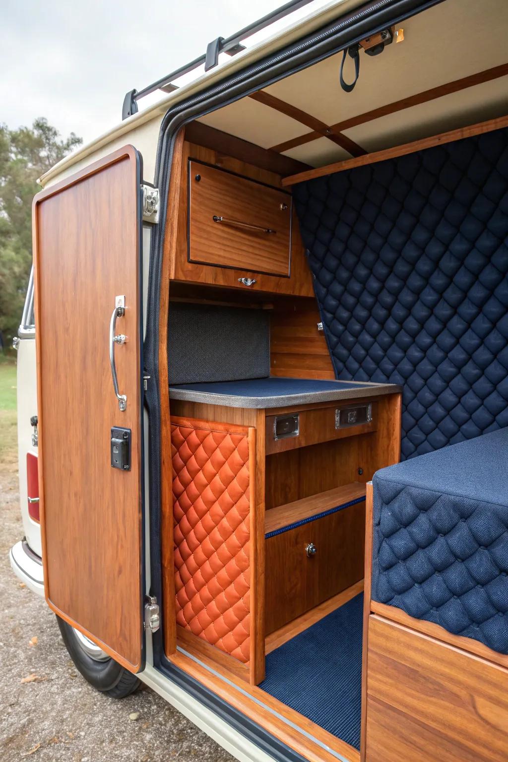Elevate your camper kitchen with stylish foam insulation for ultimate comfort and craftsmanship on the road.