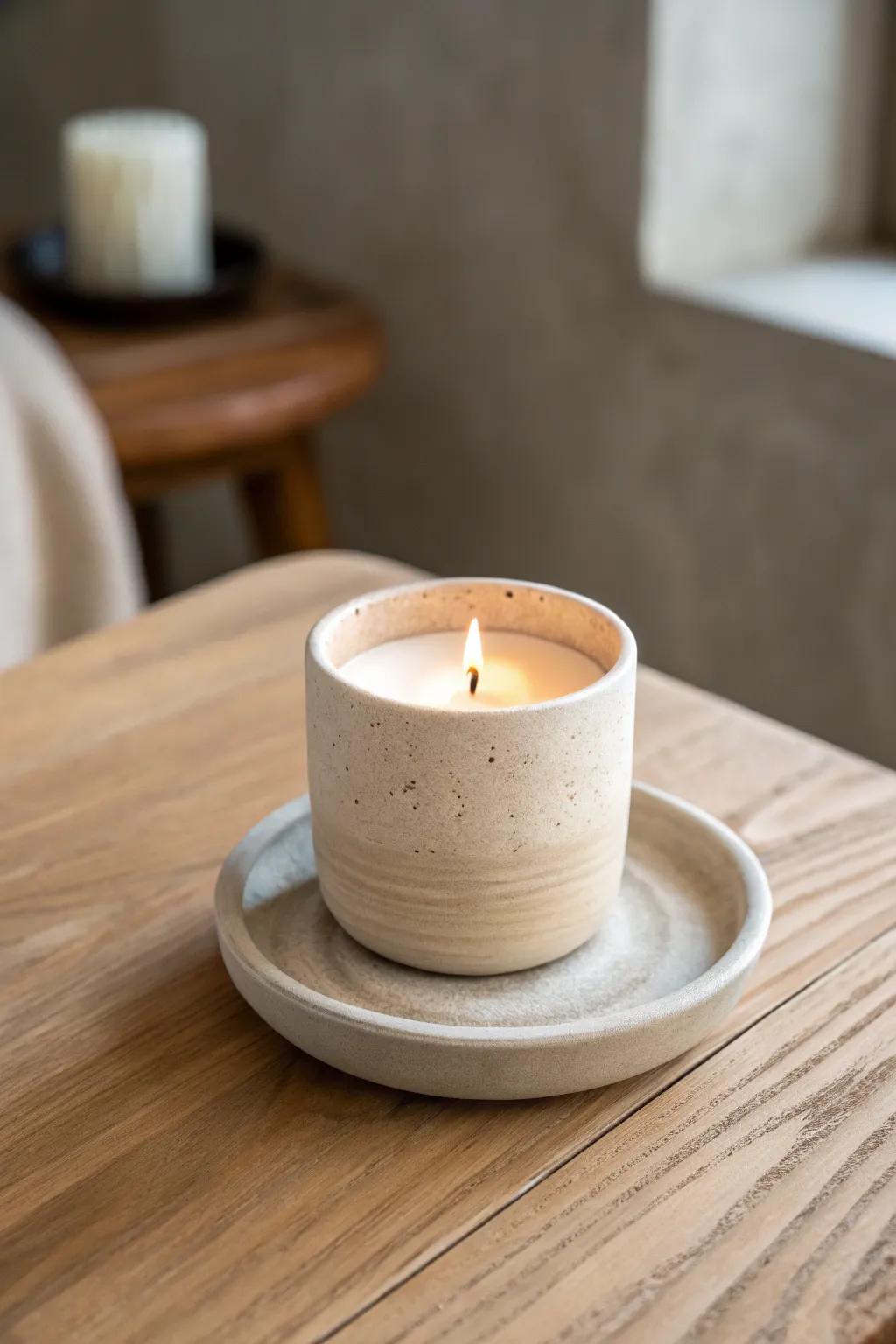Embrace minimalist elegance with a handcrafted candle that shines in simplicity and natural beauty.