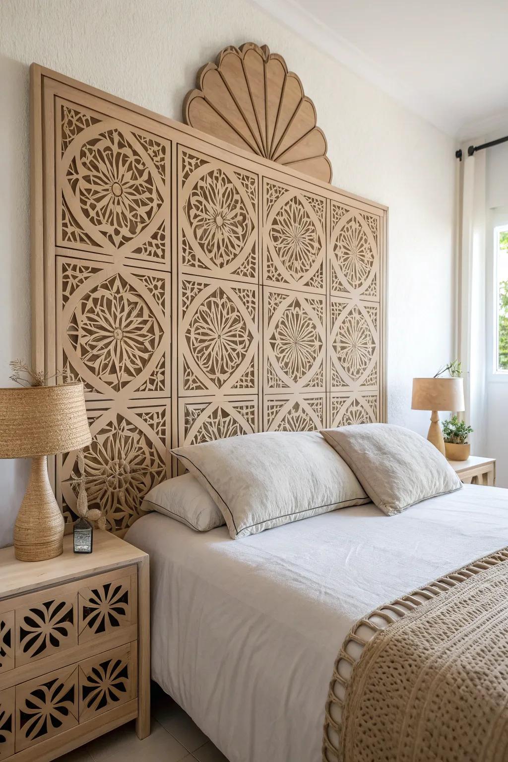 Transform your bedroom with a chic and sustainable cardboard headboard, where design meets simplicity.