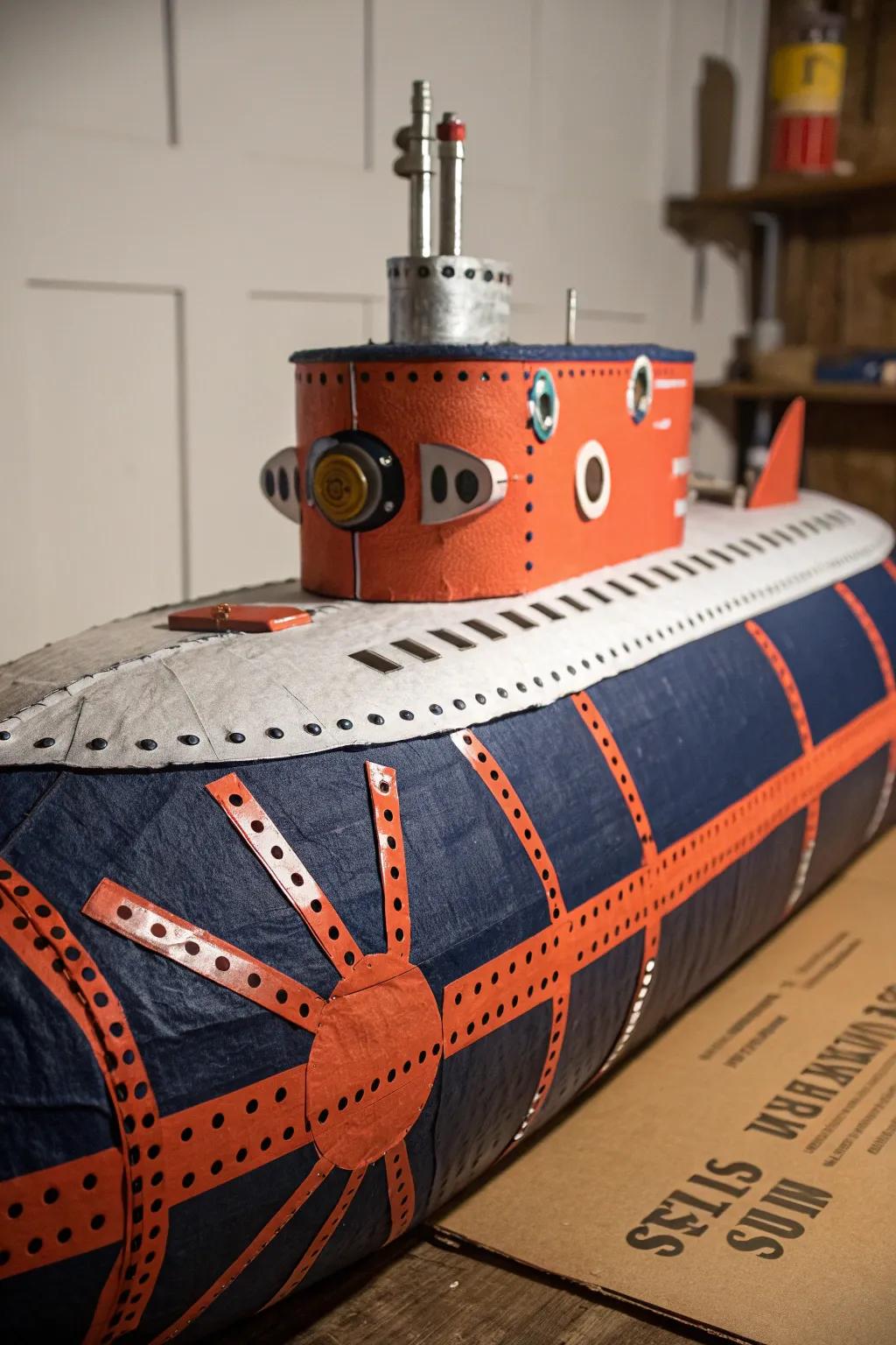 Embark on a cardboard-crafted submarine adventure and explore the depths of your imagination.