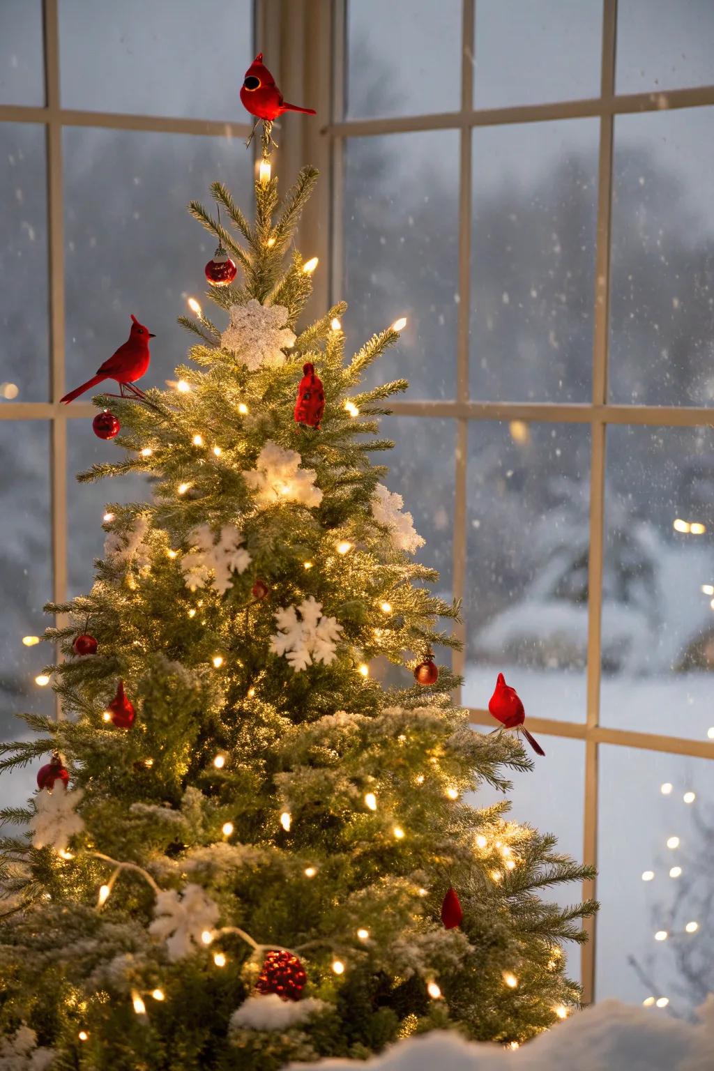 Cardinals and snow scenes create a serene winter vibe.