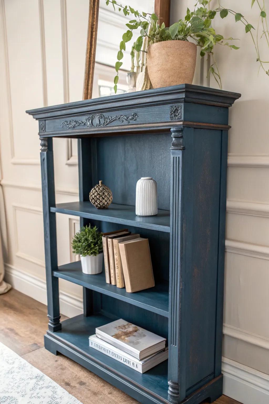Elevate your space with custom chalk-painted shelves for a chic, minimalist touch.