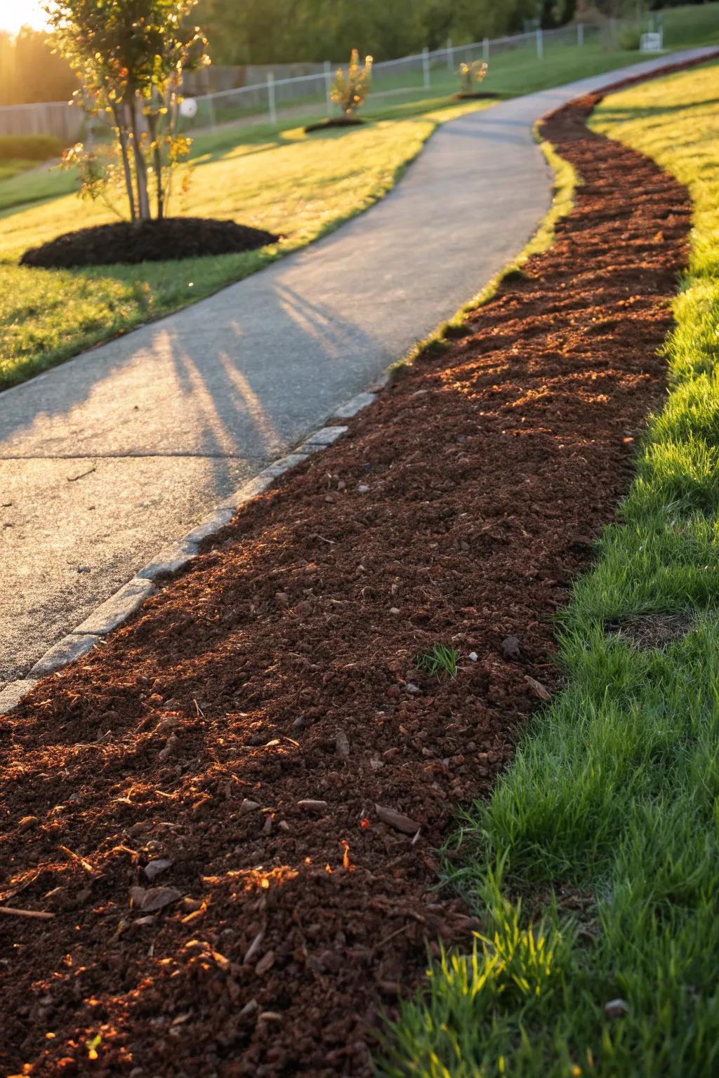 Transform your driveway with a stunning mulch path—where craftsmanship meets practicality.
