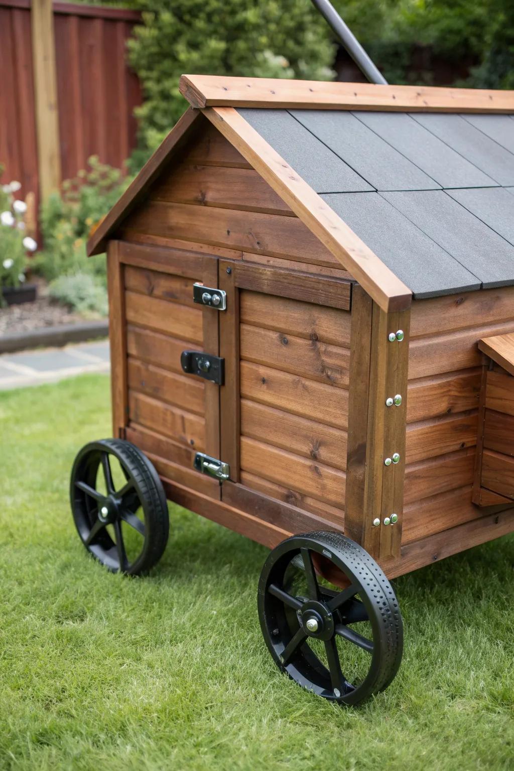 Effortless mobility meets craftsmanship: A brooder on wheels for every yard.