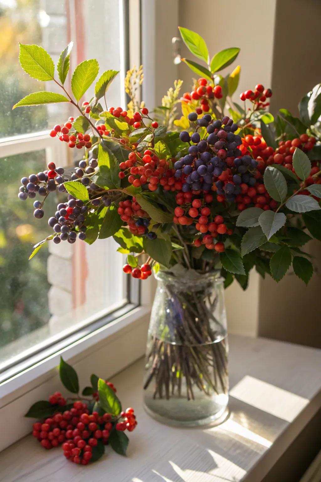 Vibrant berry branches for a pop of festive color.