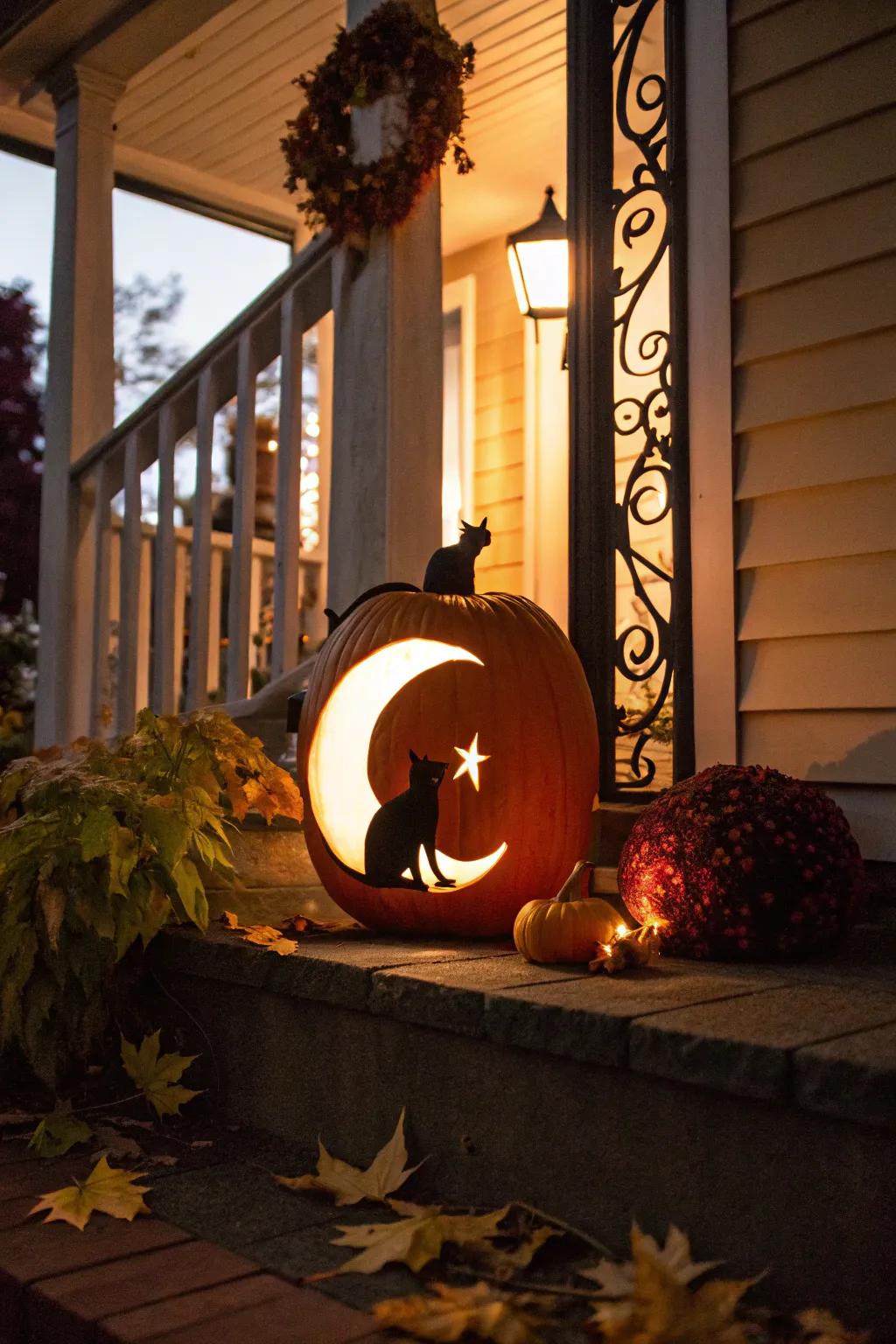 Mystical Moonlit Cat Pumpkin