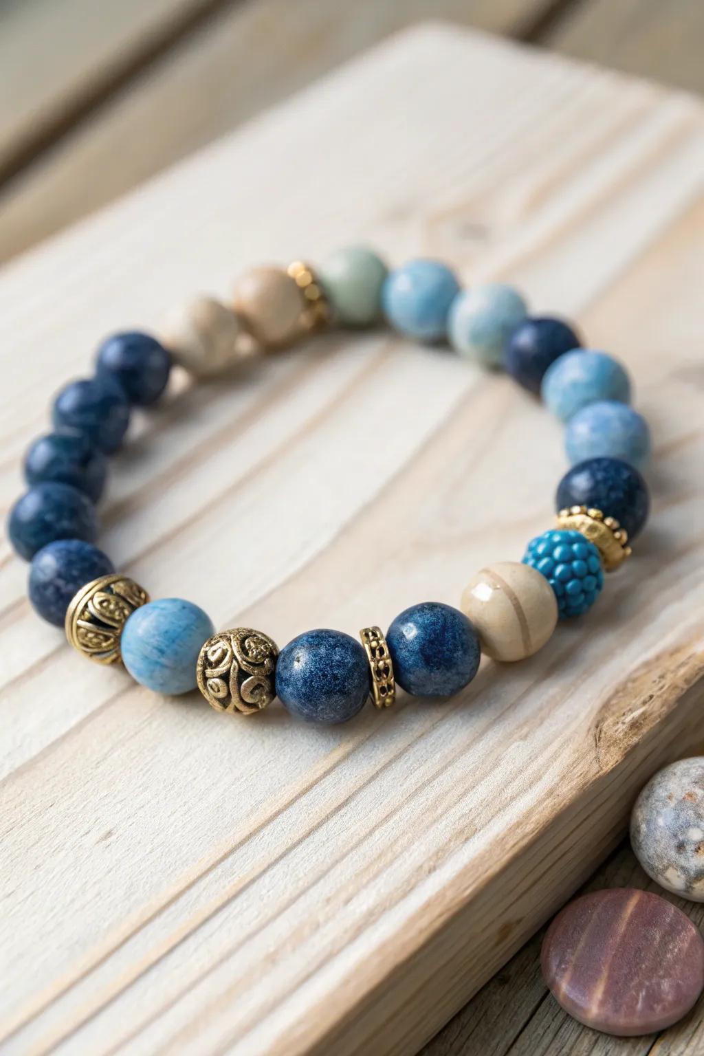 Discover the art of layering with these exquisite blue clay bead bracelets—perfect for a boho-chic style.
