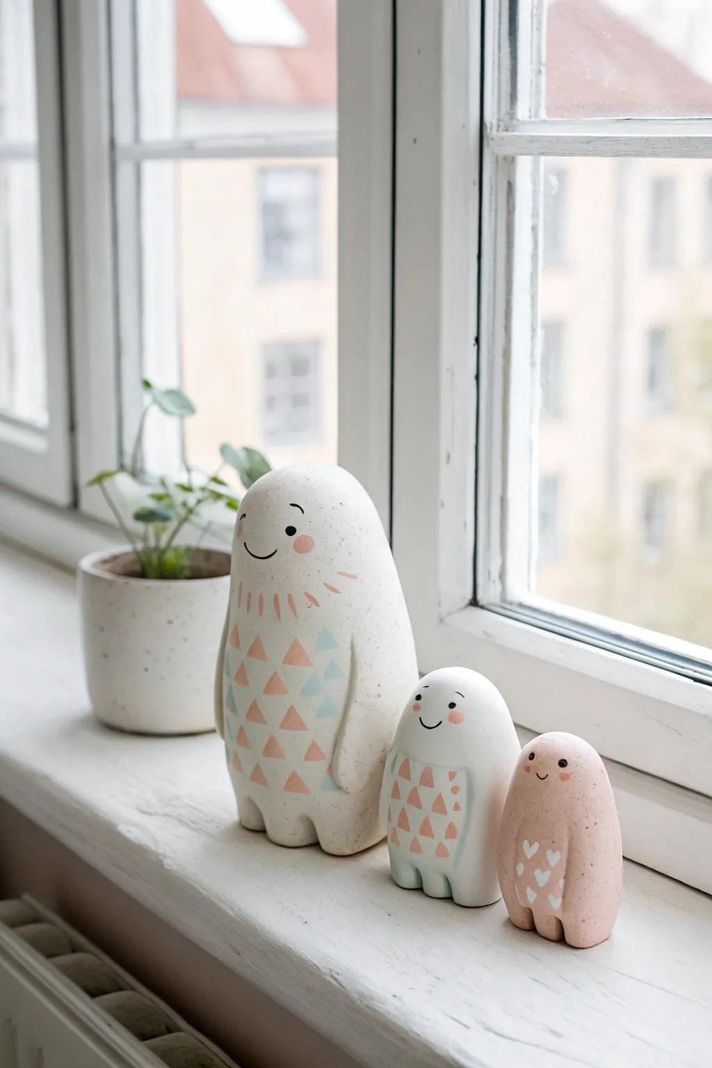 Meet the whimsical clay monster family adding charm to your minimalist space.