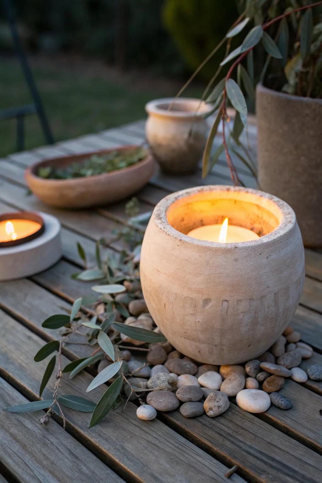 Illuminate your evenings with the cozy charm of handcrafted clay candle holders.