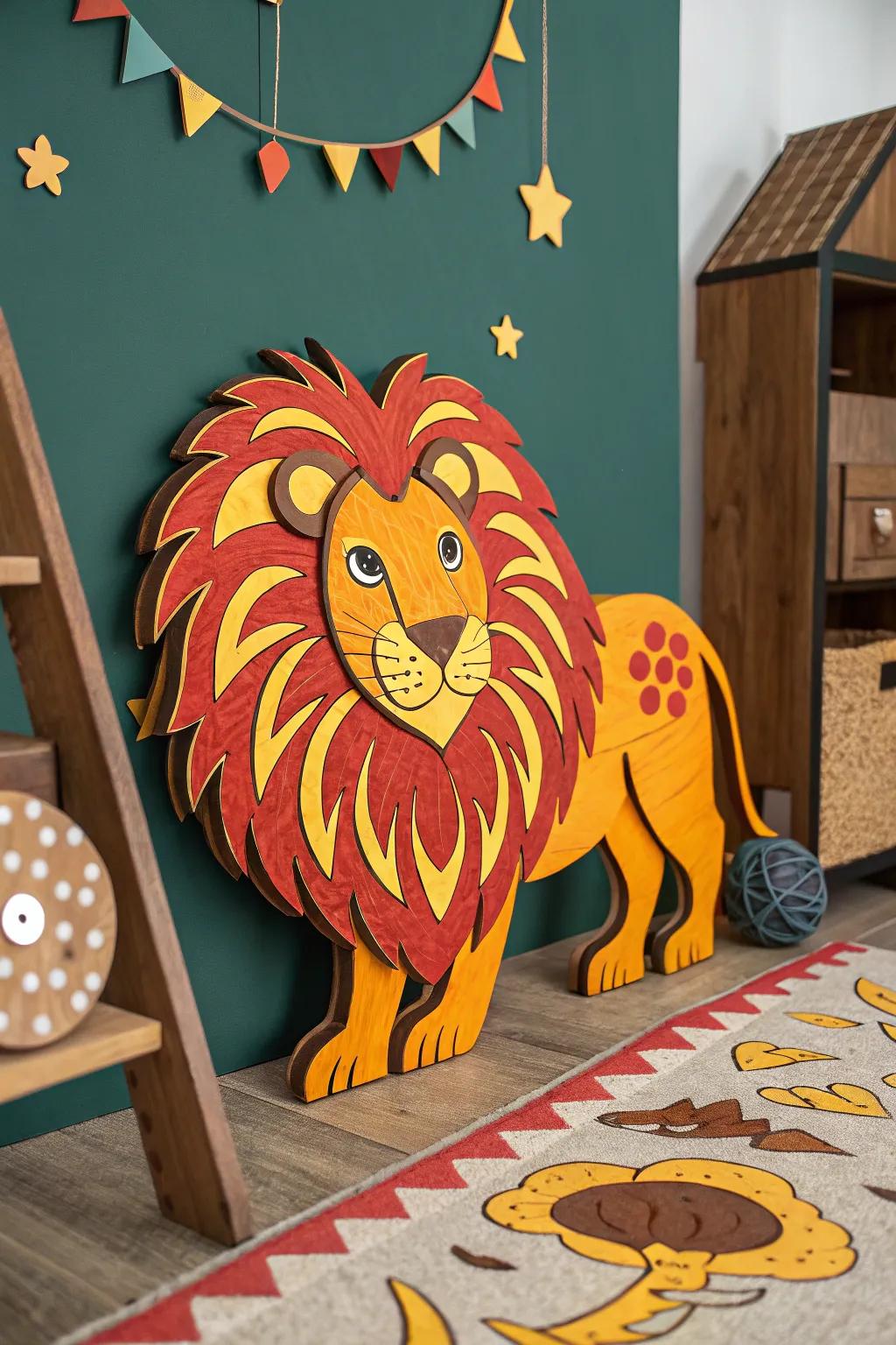 Ignite imagination with this bold CNC-crafted lion wall decor, perfect for sparking joy in any child's room.