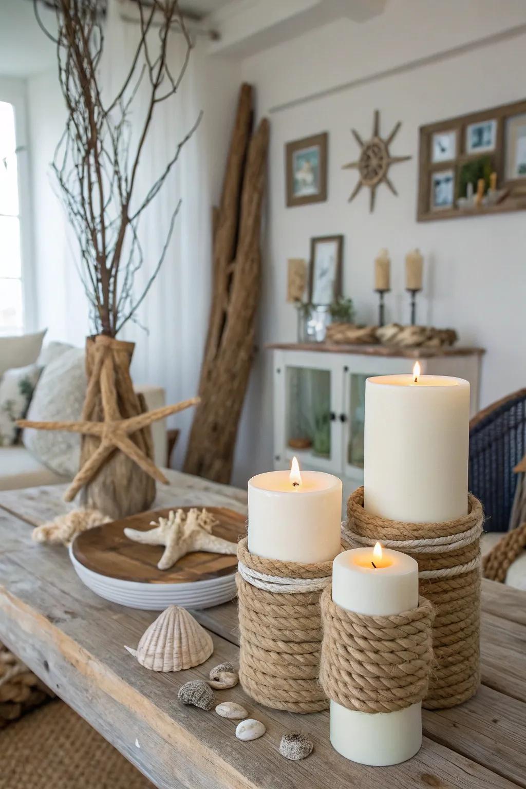 Nautical rope brings a hint of the sea indoors.