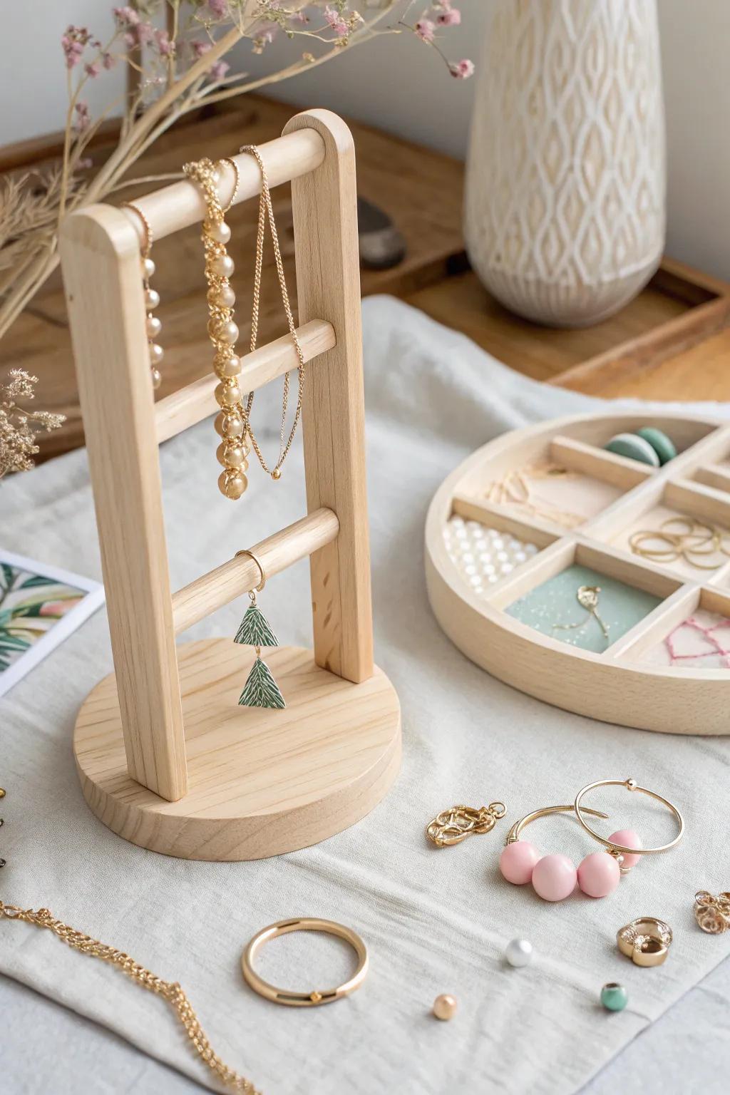 Embrace simplicity and elegance with this beautifully crafted jewelry organizer, merging minimalist design with a touch of Boho charm.