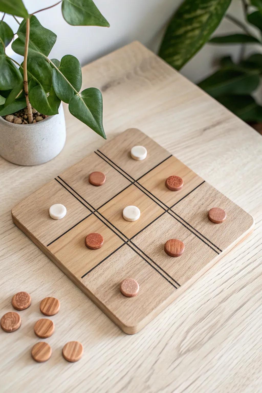 Discover the joy of play with a touch of elegance. This magnetic tic tac toe set is both a game and a piece of art!