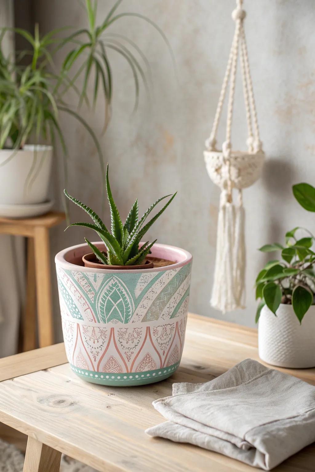 Add a touch of personalized elegance to your space with hand-painted plant pots.