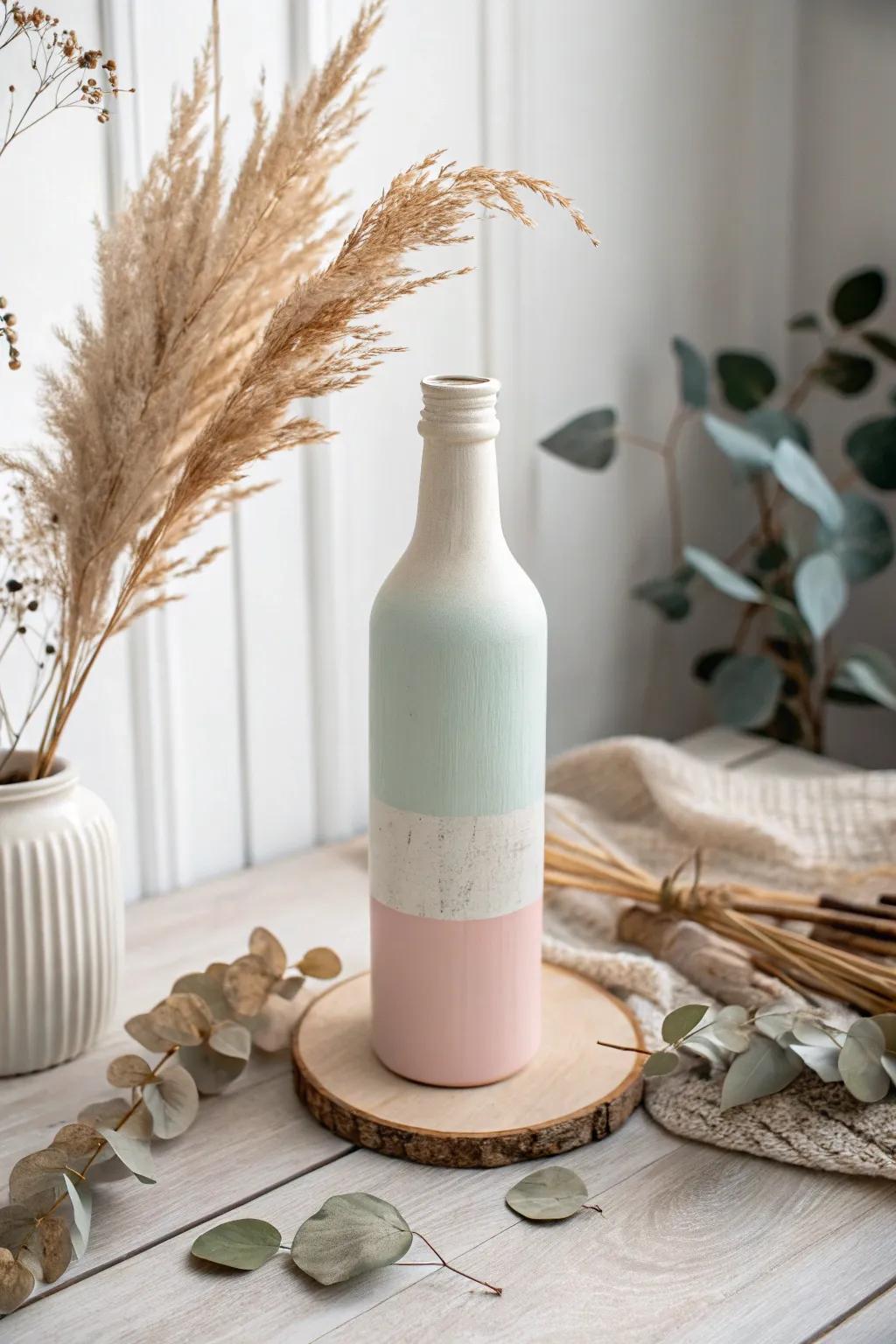 Elevate your space with a touch of sustainable elegance: a beautifully crafted recycled glass bottle vase.