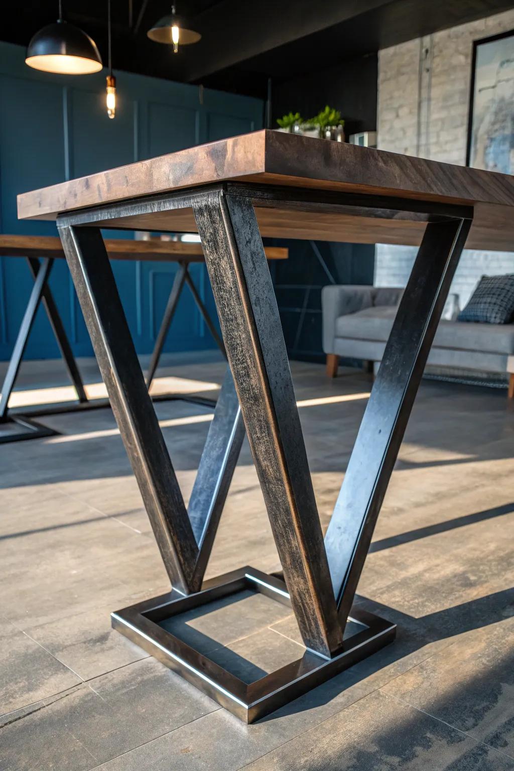 Transform your space with bold geometric table legs—where art meets function.