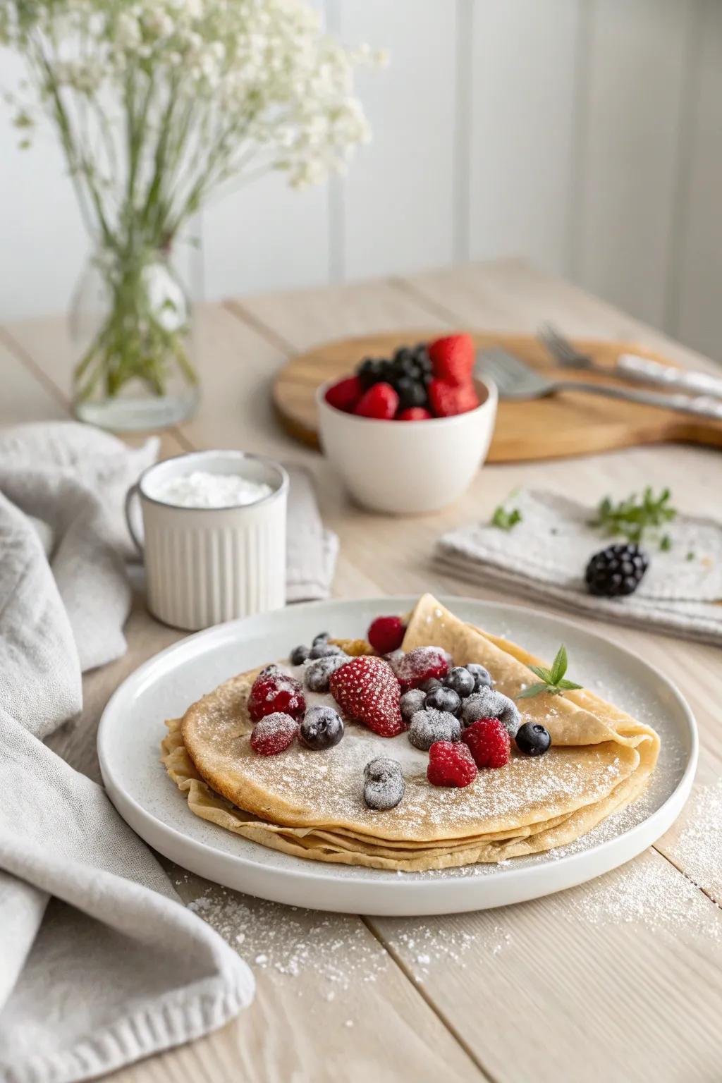 Elevate your special occasion with a charming crepe bar that blends minimalist elegance with a touch of Boho flair.