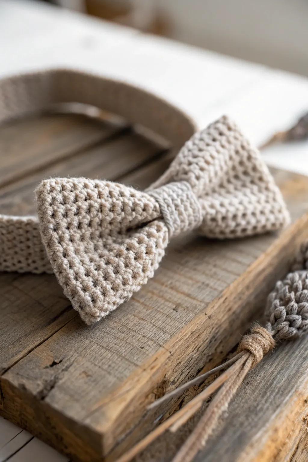 Elevate his style with a handcrafted crochet bowtie – a perfect blend of simplicity and elegance.
