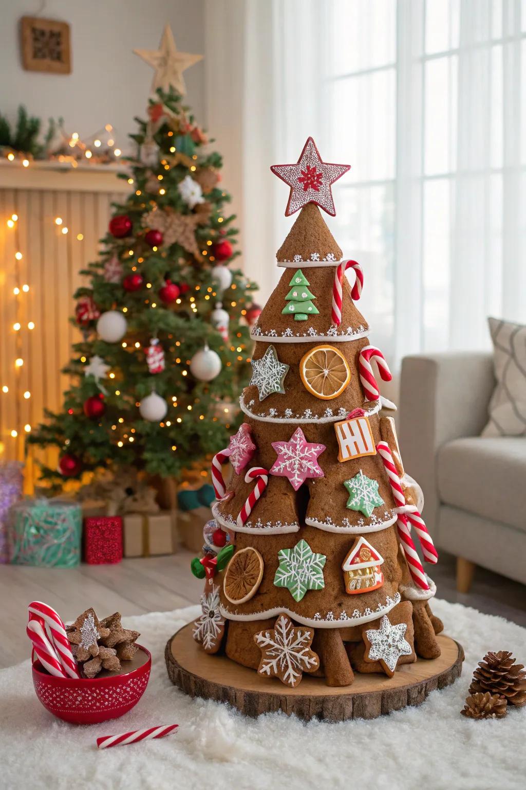 Sweet and whimsical with a gingerbread-themed Christmas tree.