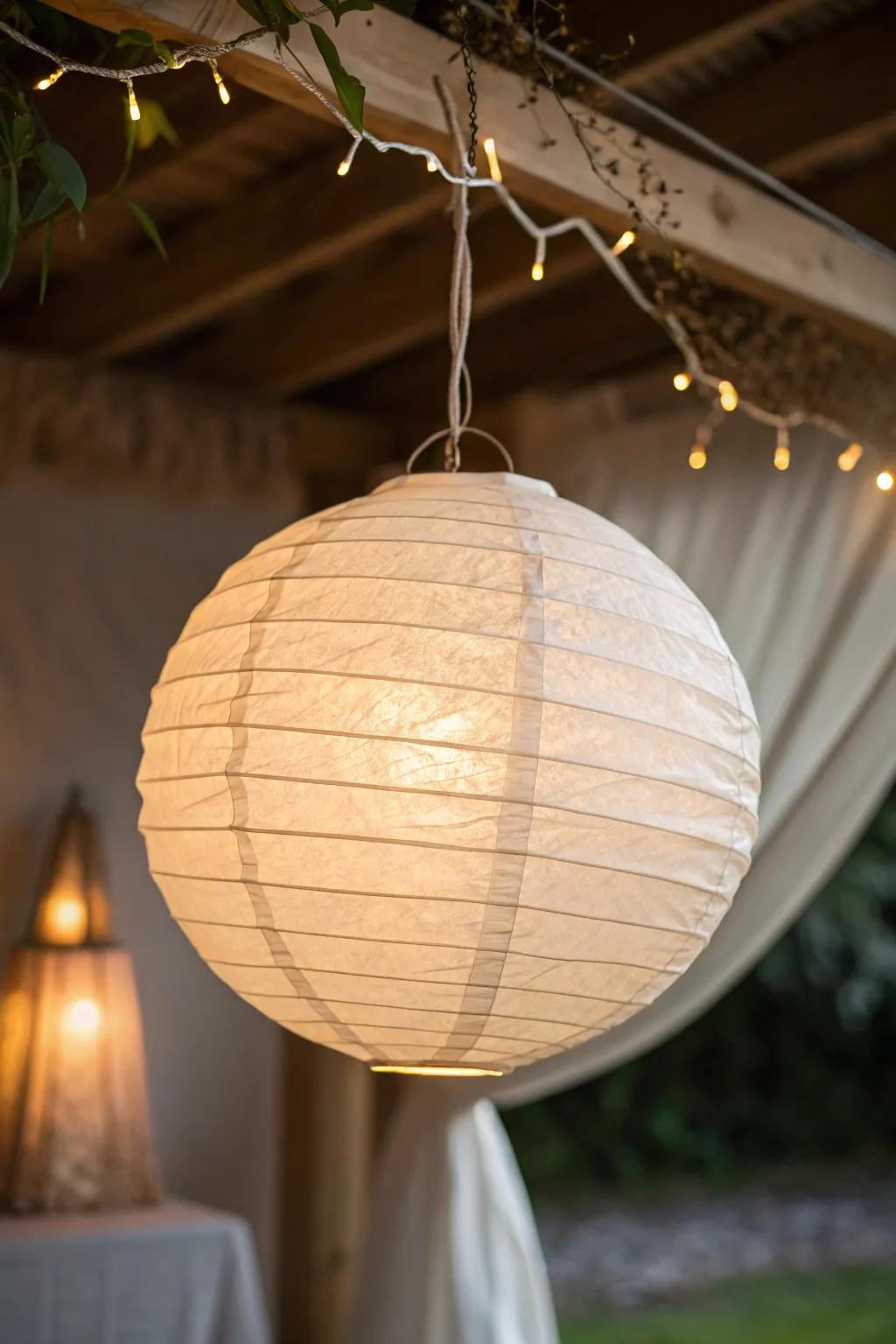 Create a sky of glowing orbs with delicate paper lanterns for your baby shower.