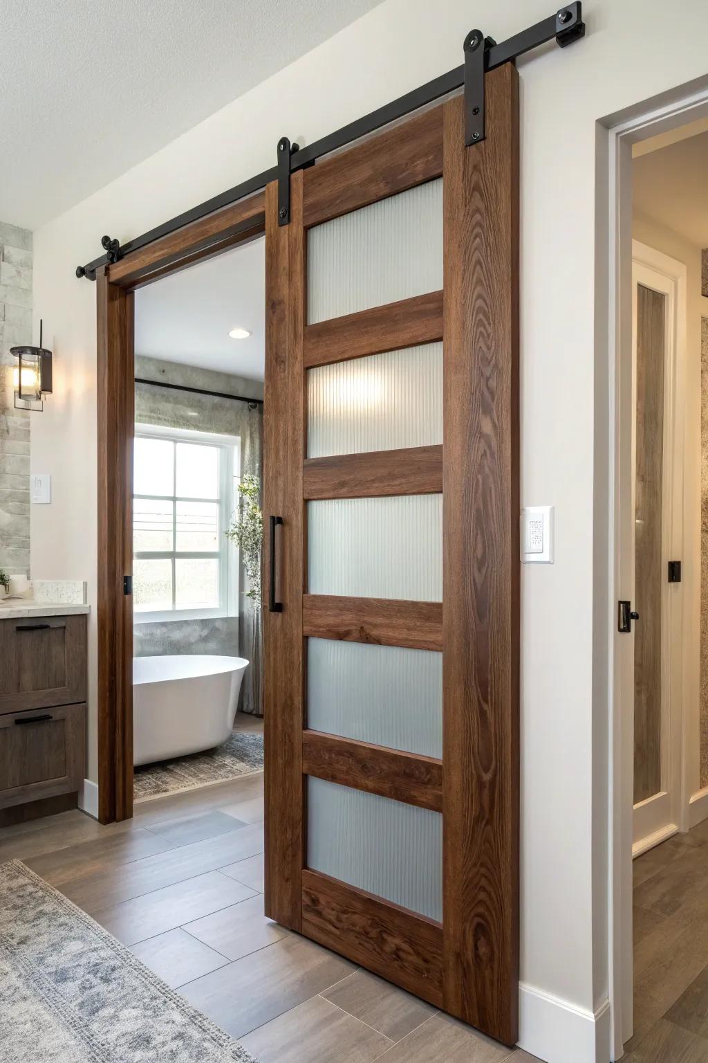 Elevate your space with a barn door that balances privacy and light.