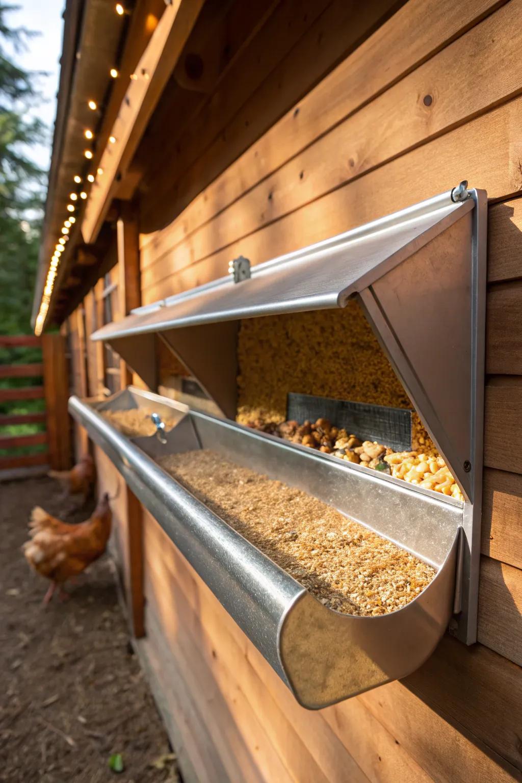 Transform your coop with a stylish and efficient gutter feeder—where form meets function!