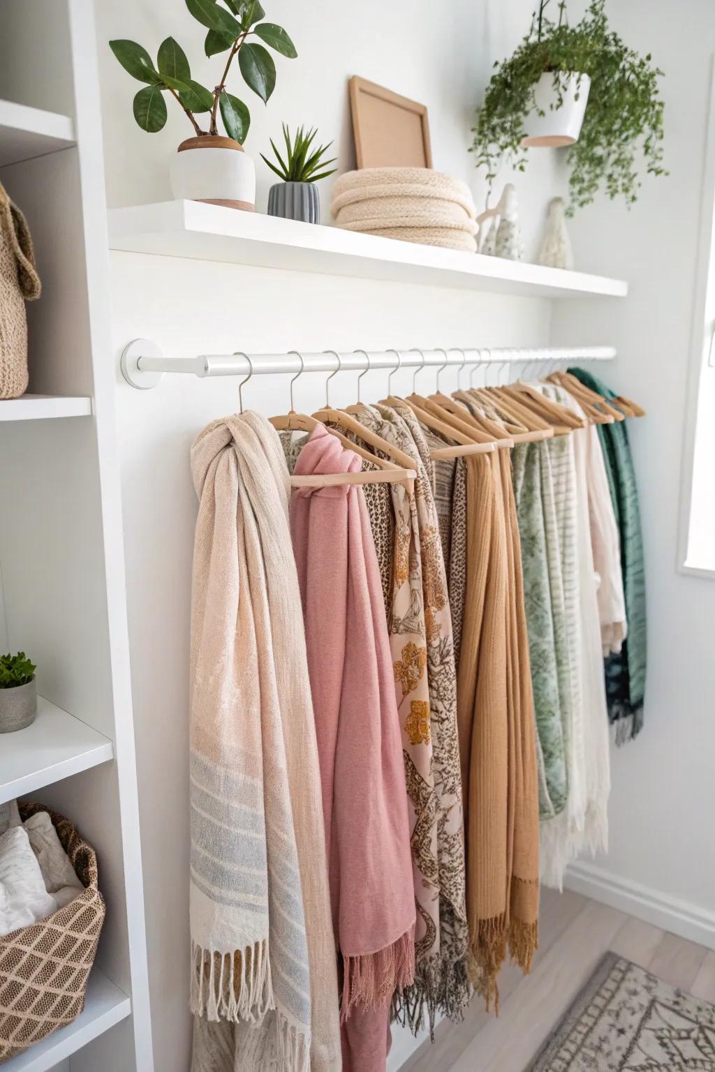 Elevate your closet with a touch of elegance—display your scarves with style and simplicity!