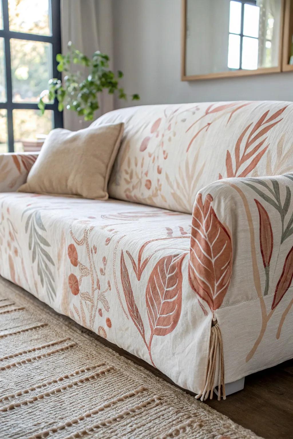 Transform your couch into a canvas with fabric paint magic. 🎨✨ #DIYArtistry #ScandiBohoVibes