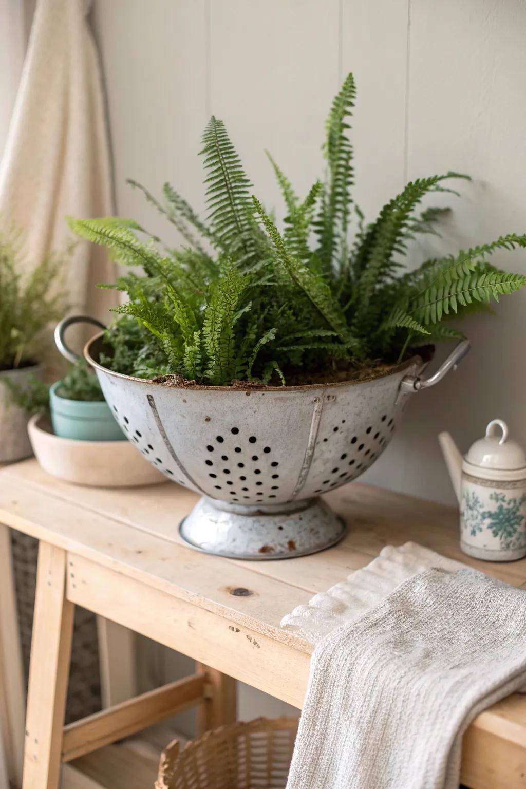 Transform your space with this charming colander planter—where whimsy meets Scandinavian elegance.