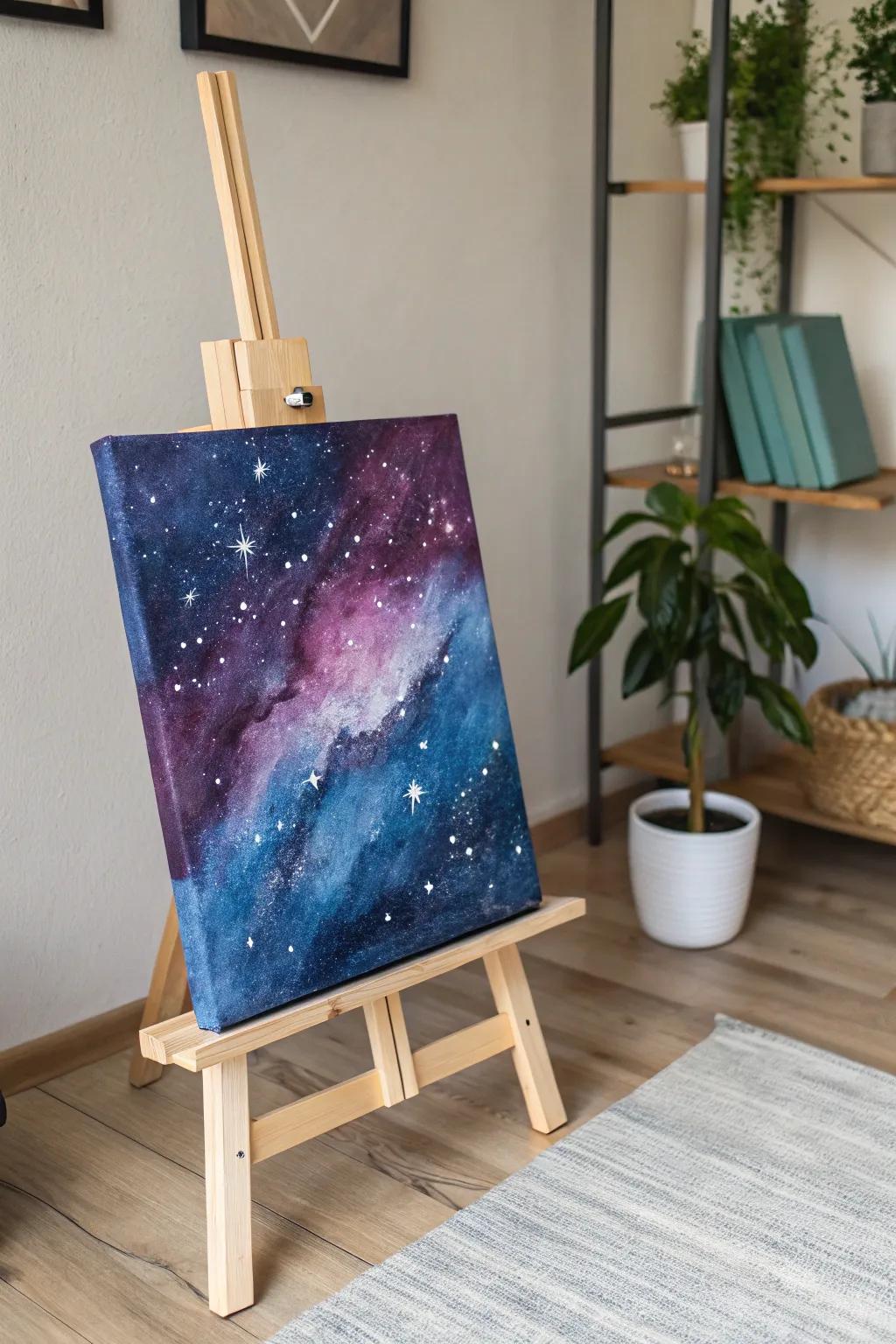 Transform your space with a DIY galaxy night sky canvas - where simplicity meets the cosmos!
