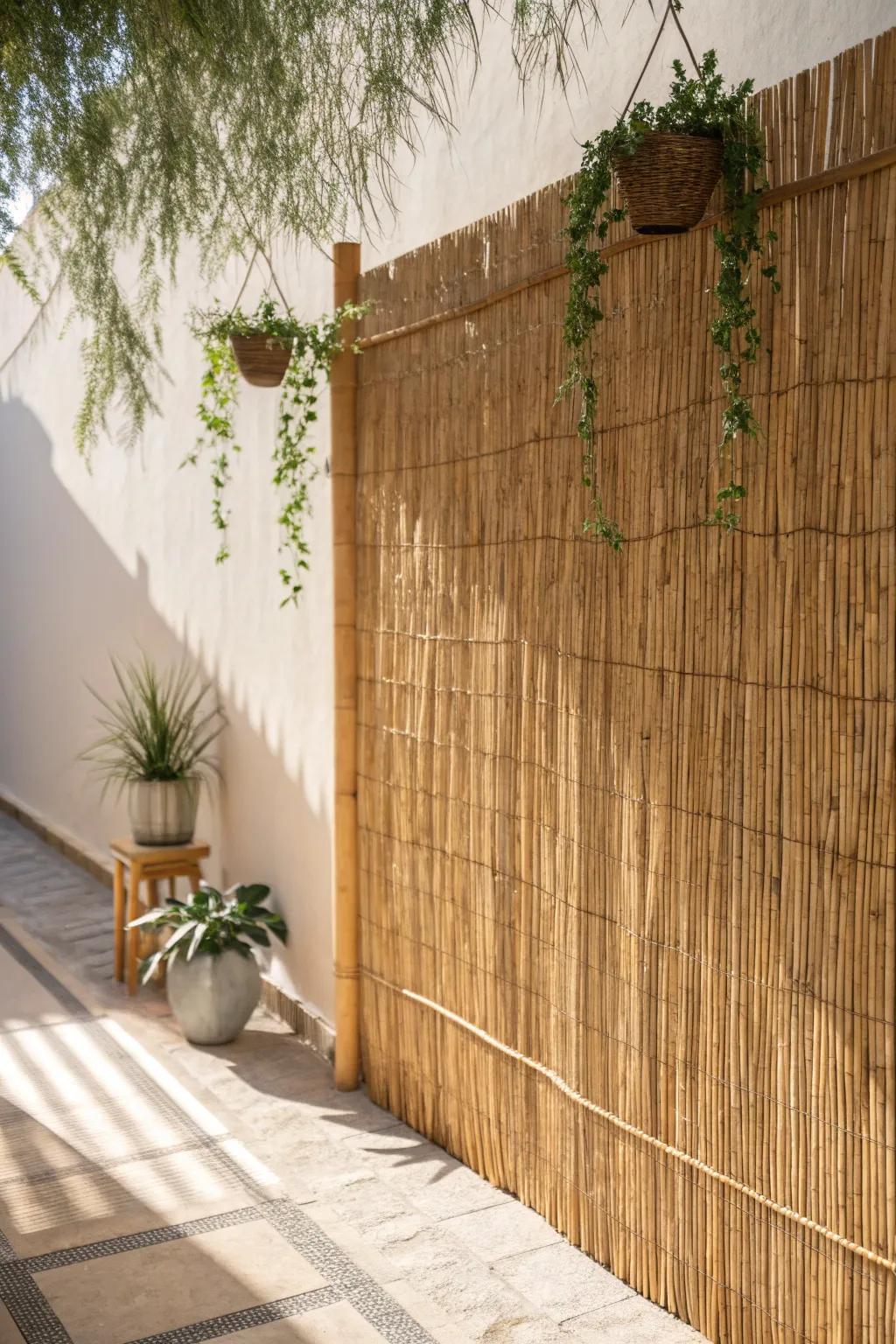 Transform your patio into a serene escape with the effortless charm of reed fencing.