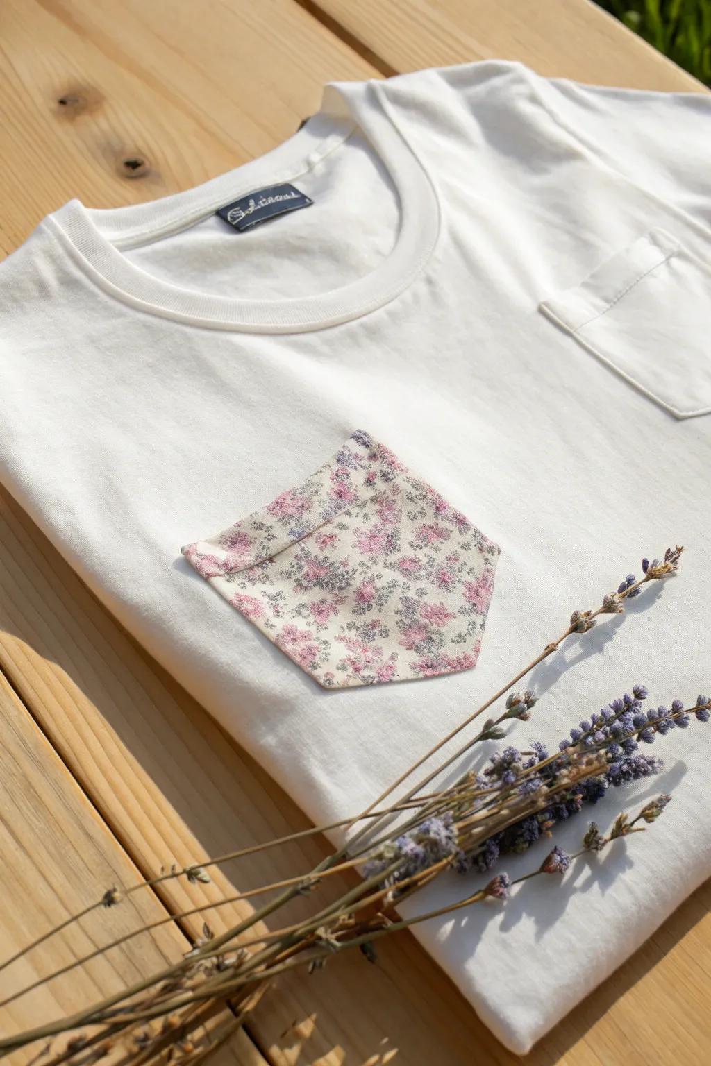 Elevate your style with a touch of boho charm: DIY your own pocket tee with playful patterns!