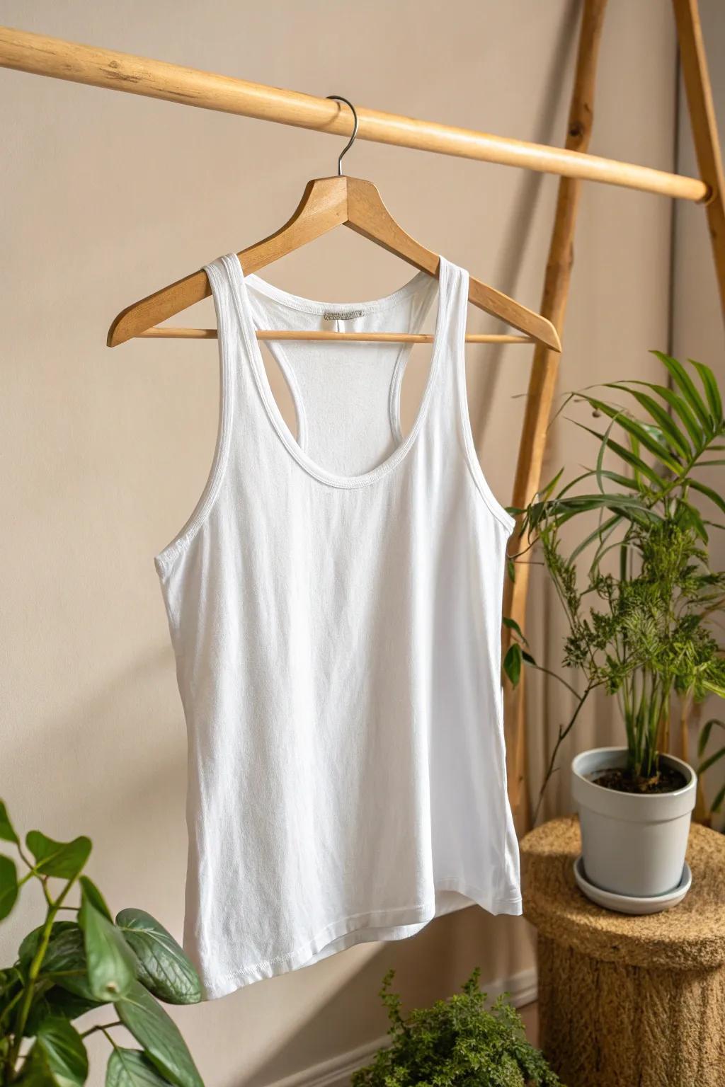 Effortless style meets DIY charm: Transform your tee into a chic racerback tank, perfect for those sunny days.